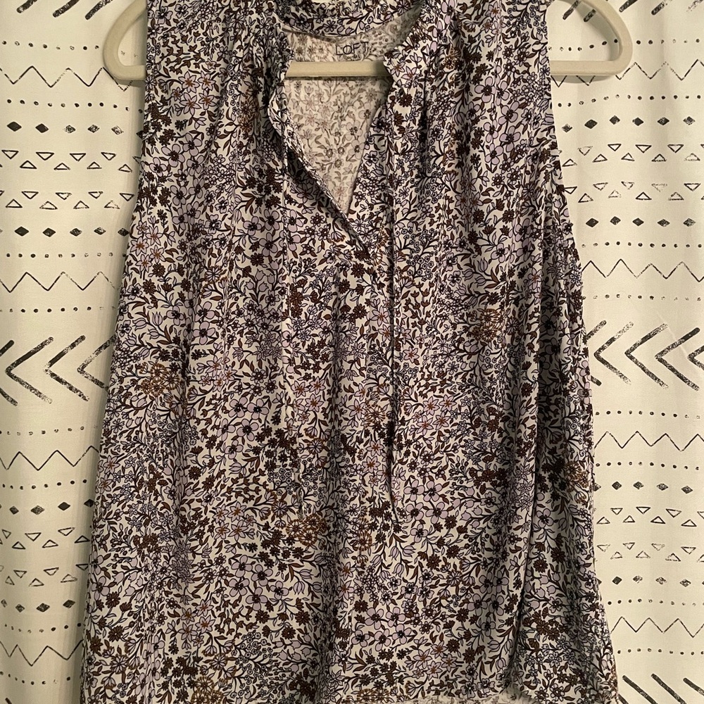 LOFT Purple and Brown Floral Blouse